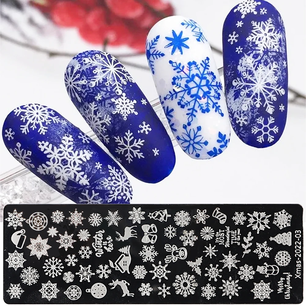 Christmas Nail Stamping Plates 2022 Cute Penguins Bear Winter Decor Deer Snowflakes Nail Stencils Printing Templates GLXmas-2022