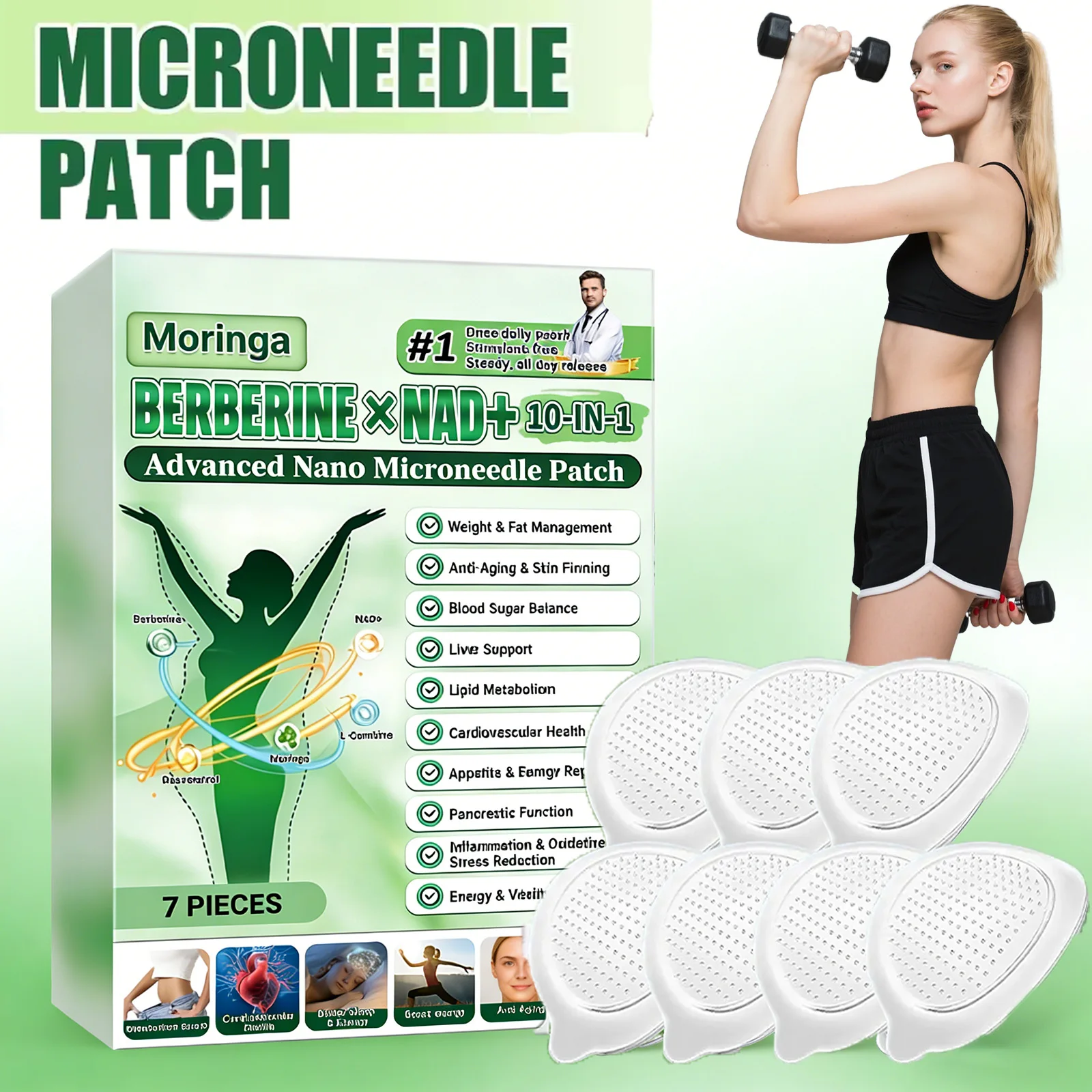 

Пластырь для тела Moringa NAD+ для контроля веса – легкий, дышащий пластырь для ежедневного наружного применения