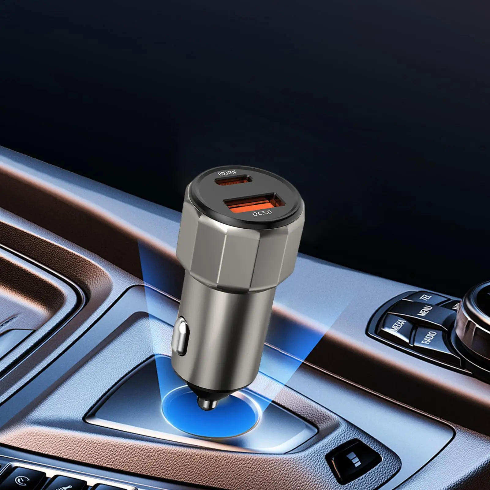 

Автомобильное зарядное устройство, двухпортовое USB Type-C PD 30 Вт QC3.0, автомобильное зарядное устройство для телефона, планшета, грузовика, автомобиля, дома, салона автомобиля, автомобильное зарядное устройство