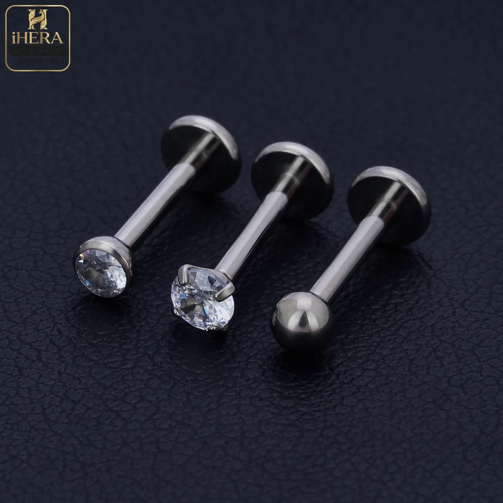 5/50 Stück G23 Titan Piercing Labret Lippenstecker 16G Innengewinde Ohrstecker Nasenstecker Tragus Knorpel Helix Daith Körperpiercing – Detail 36