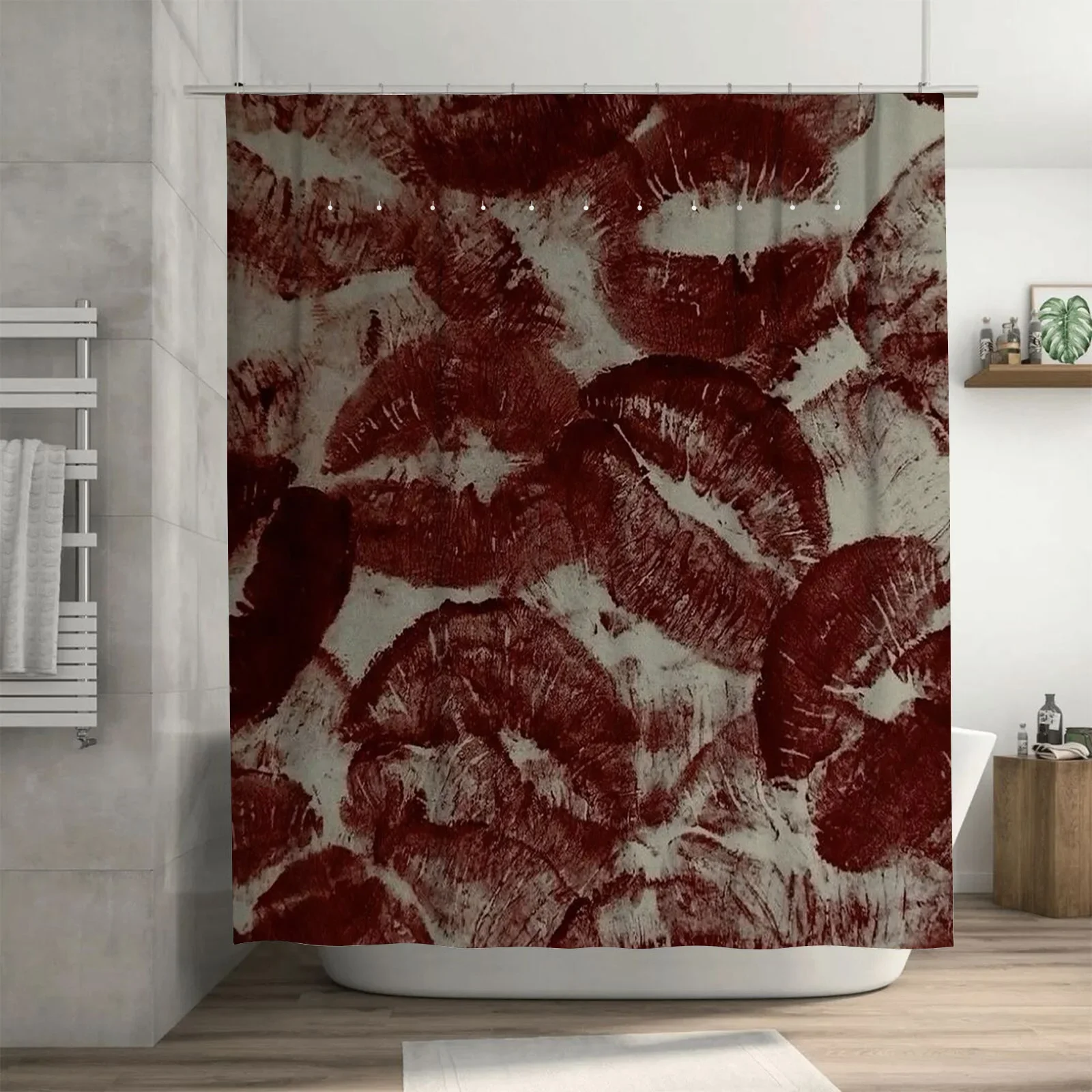 

Romantic Red Lips Shower Curtain Unique Pattern Bathroom Decor Waterproof Fabric