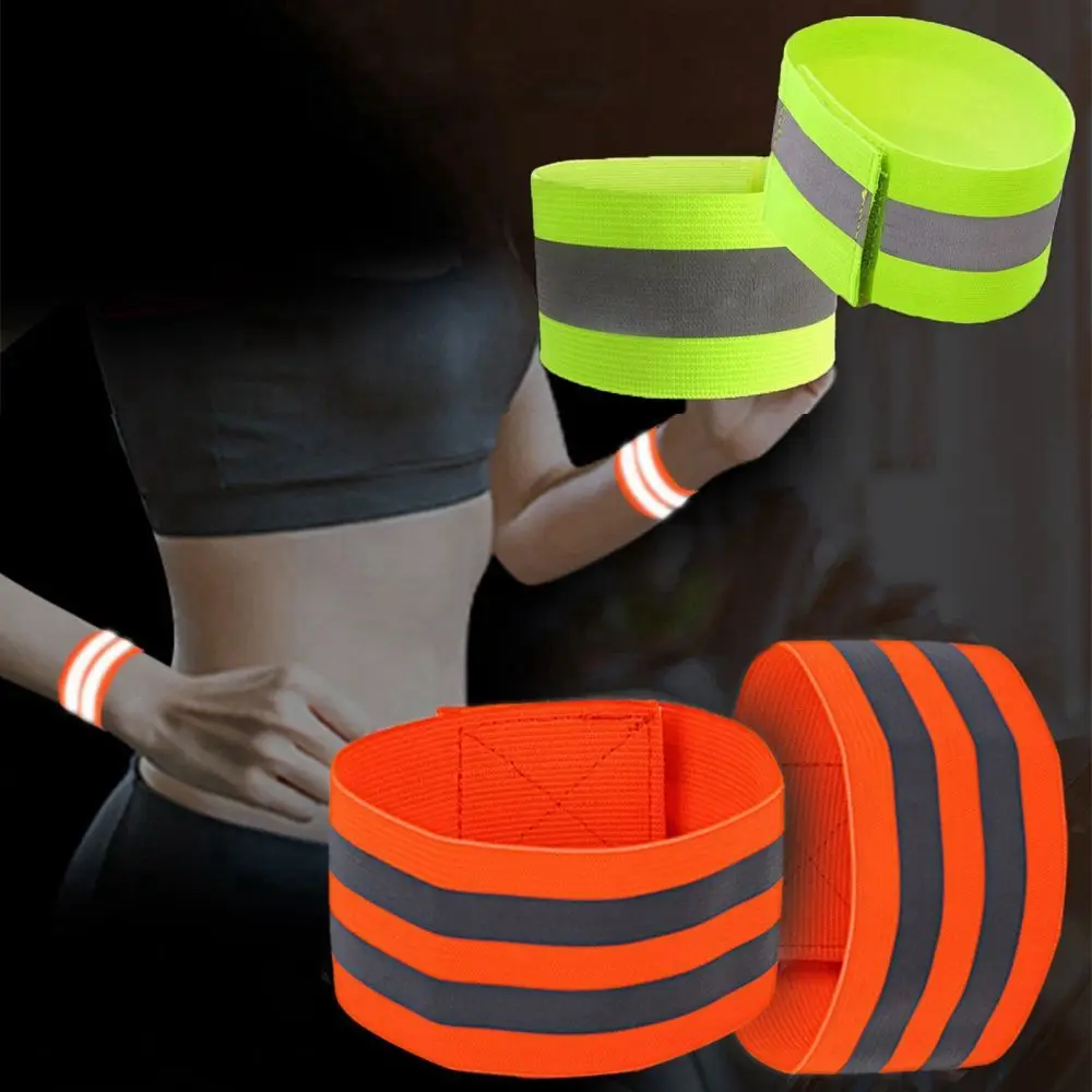 1pc Running Fishing Cycling Reflective Strips Outdoor Warning Wristband Bike Safety Armband Bicycle Bind Pants Hand Leg Strap