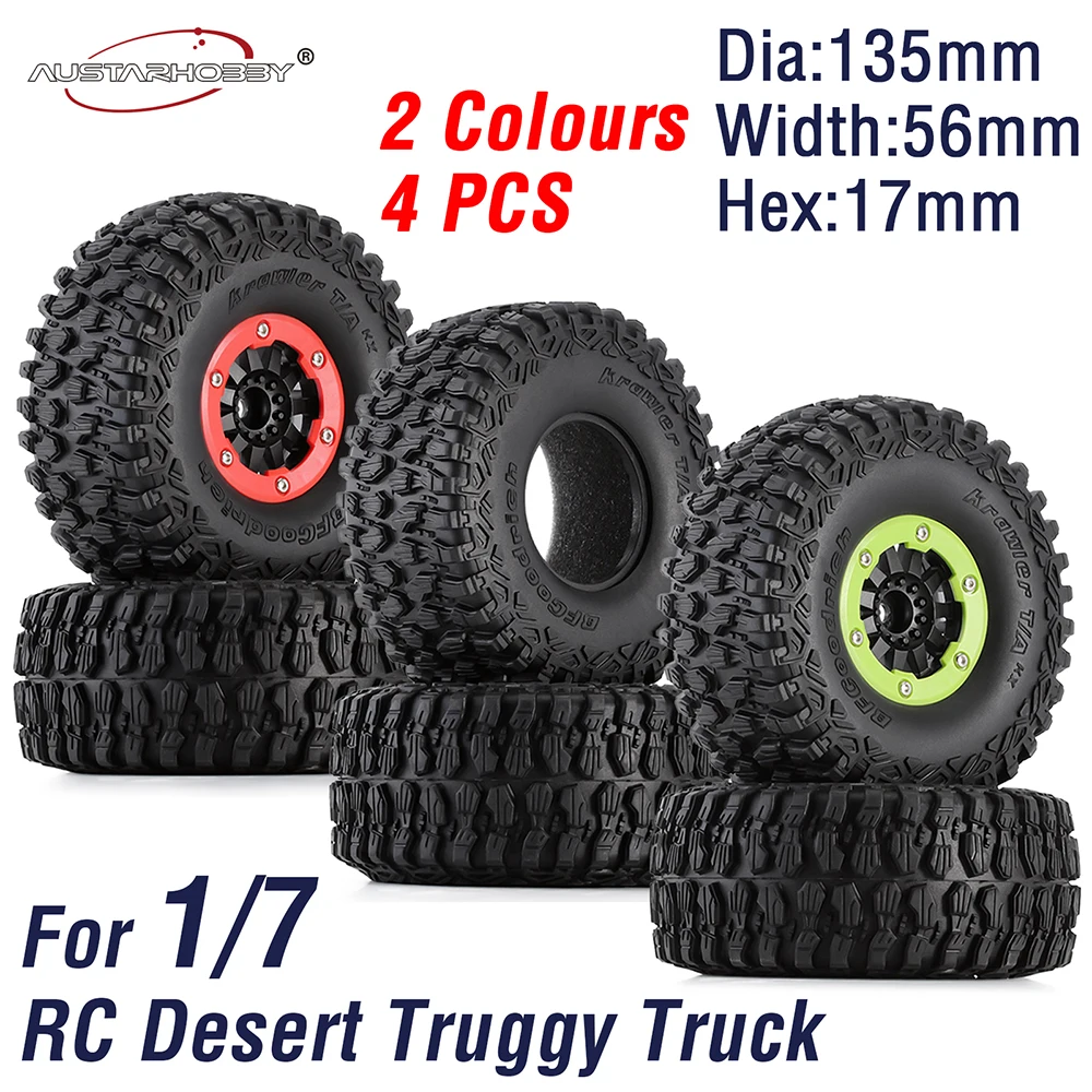 

AUSTARHOBBY 17mm Hex RC Wheels and Tires 2.8in for 1/7 Desert Short Course Truck UDR Traxxas Off-road Buggy RC Car Upgrades