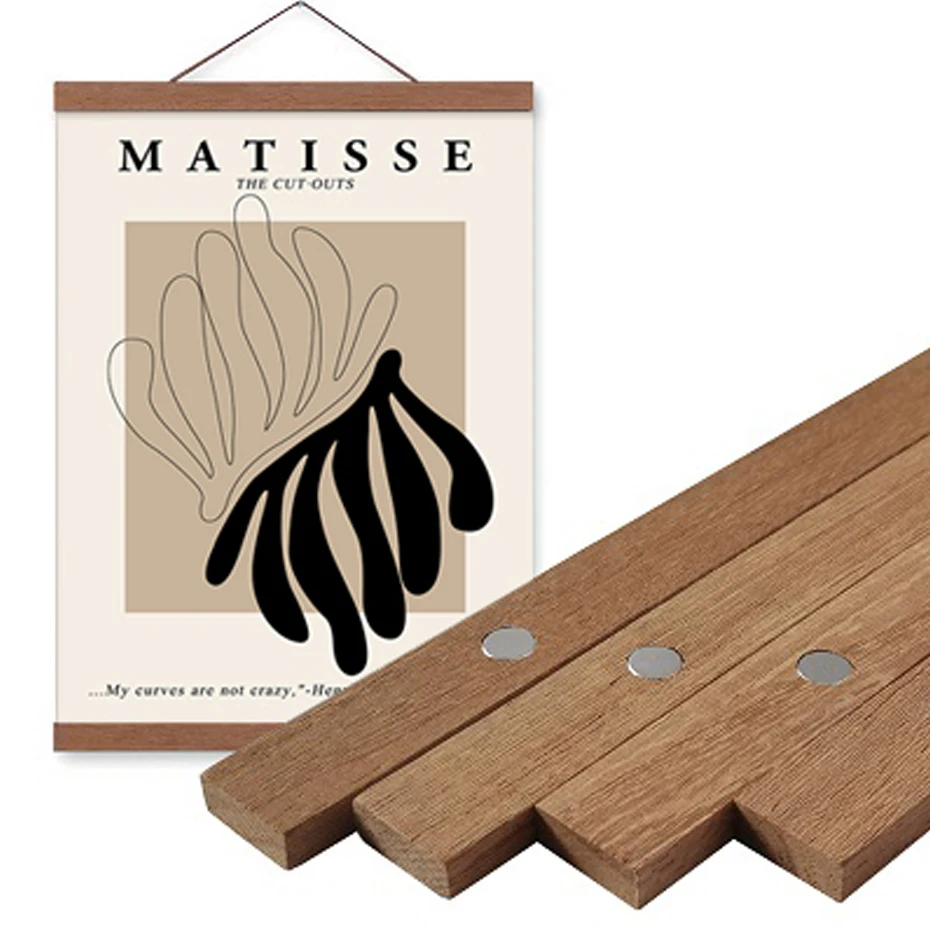 

Teak Pine Wood Magnetic Wooden Prints Hanger Frames, Poster Photos Wall Art Wooden DIY Frame for Living Room Home Decor