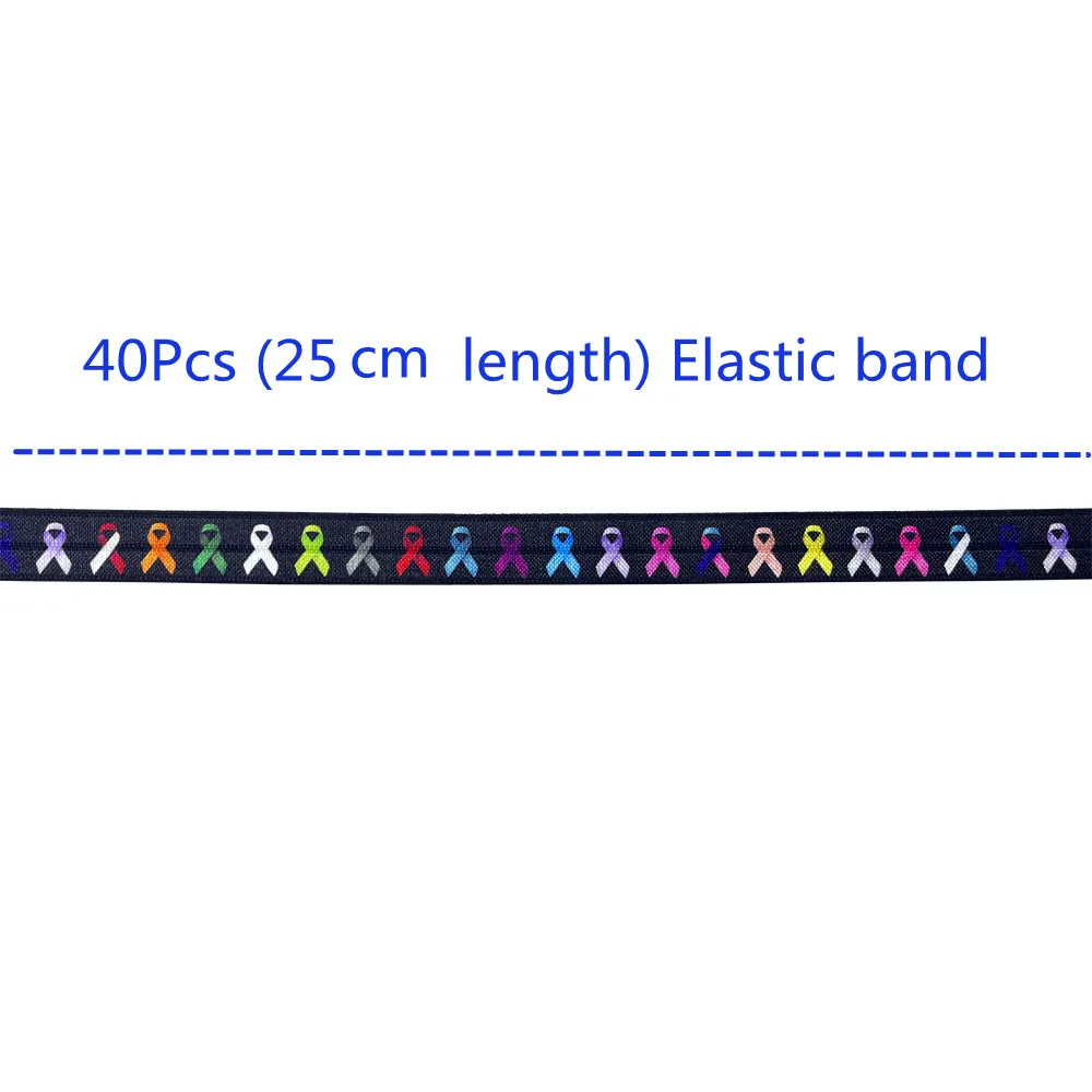 10 Yard Bunte Brustkrebs Druck Falten Über Elastische 15 MM FOE Band Für DIY Kopfbedeckungen Geschenk Gurtband Zubehör – Detail 4