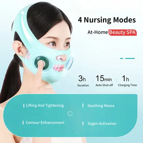 전기 V 얼굴 마사지기, 얼굴 윤곽 미용 장치, Ems 피부 리프팅 슬리밍 턱 쉐이핑 마사지기, 주름 방지