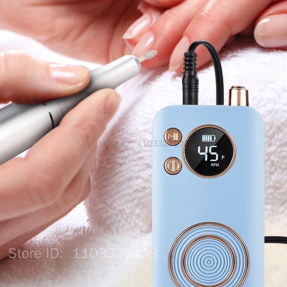 プロ用ネイルマシン 45000RPM 電動ネイルドリル ブルーブラック ネイルサンダー ジェル キューティクルリムーバー サロン向け