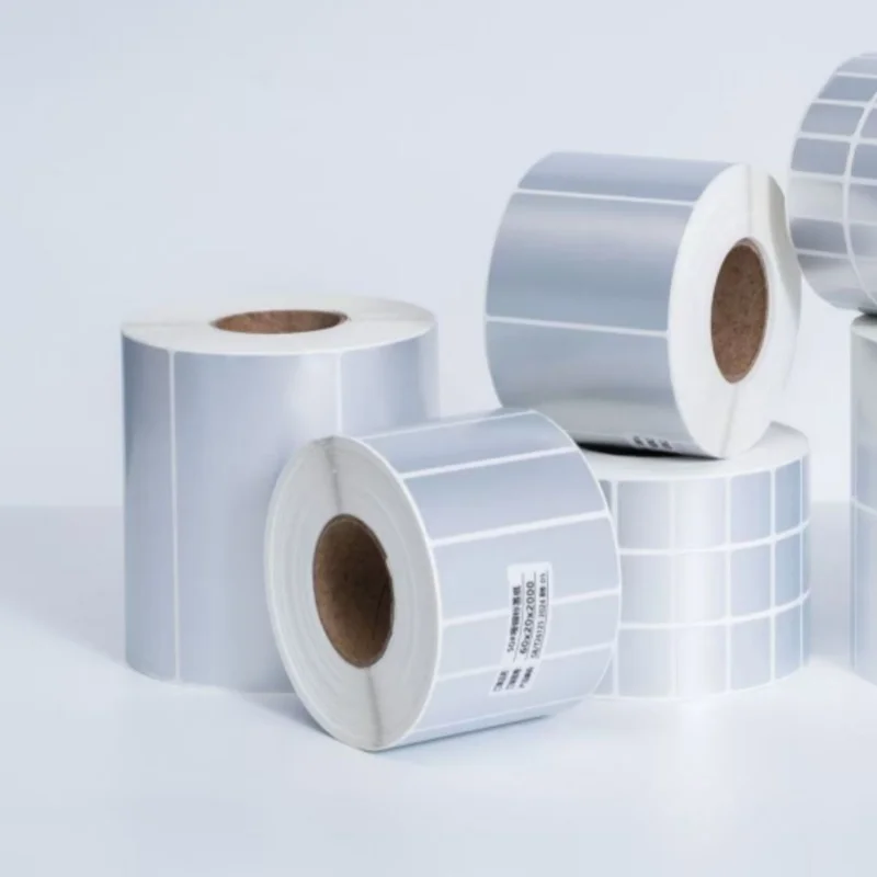 Пустая матовая серебряная самоклеящаяся этикетка из ПЭТ-полиэстера, самоклеящаяся этикетка 30, 40, 50, 60, 70, 80, 90, 100 мм, электронная этикетка с принтом штрих-кода