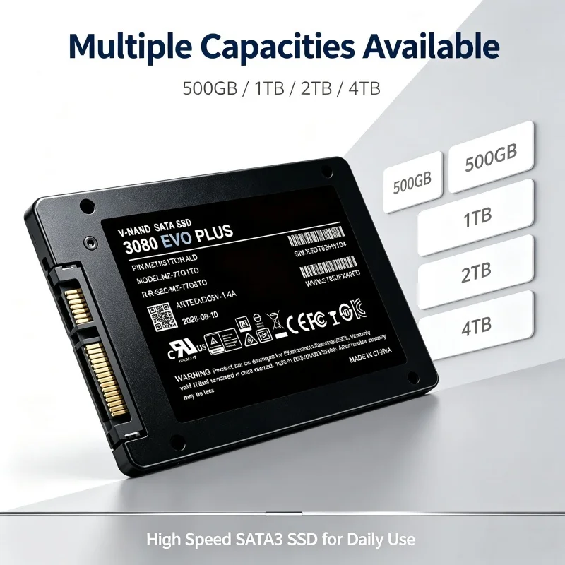 3080 EVO Plus 2.5-Inch SATA 3 SSD, Inside Solid State Disk, 2TB/1TB/4TB/500GB, Hard Disk, Notebook, Laptop. Pro Max.