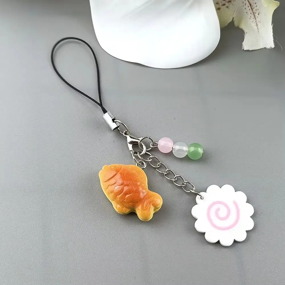 

Pink Squid Roll Fish Cake Keychain Street Food Bag Keyring Food Taiyaki Pendant Bag Charm Japanese Dango Phone Charm Women Girls
