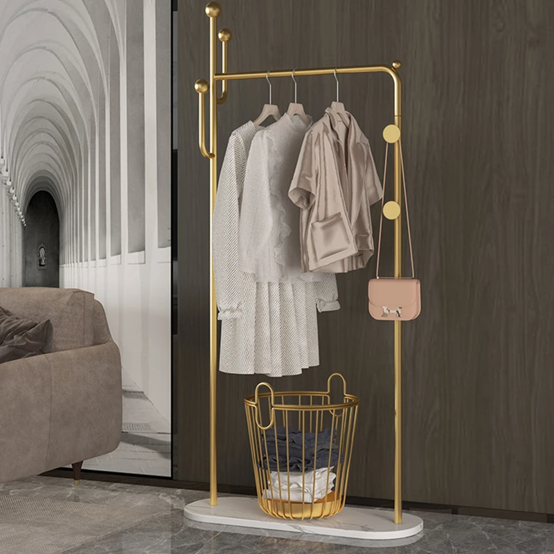 Nordic Minimalist Modern Metal Coat Rack Floor Standing Scarf Saving Clothes Tree Rack Bedroom Perchero Entrance Furniture