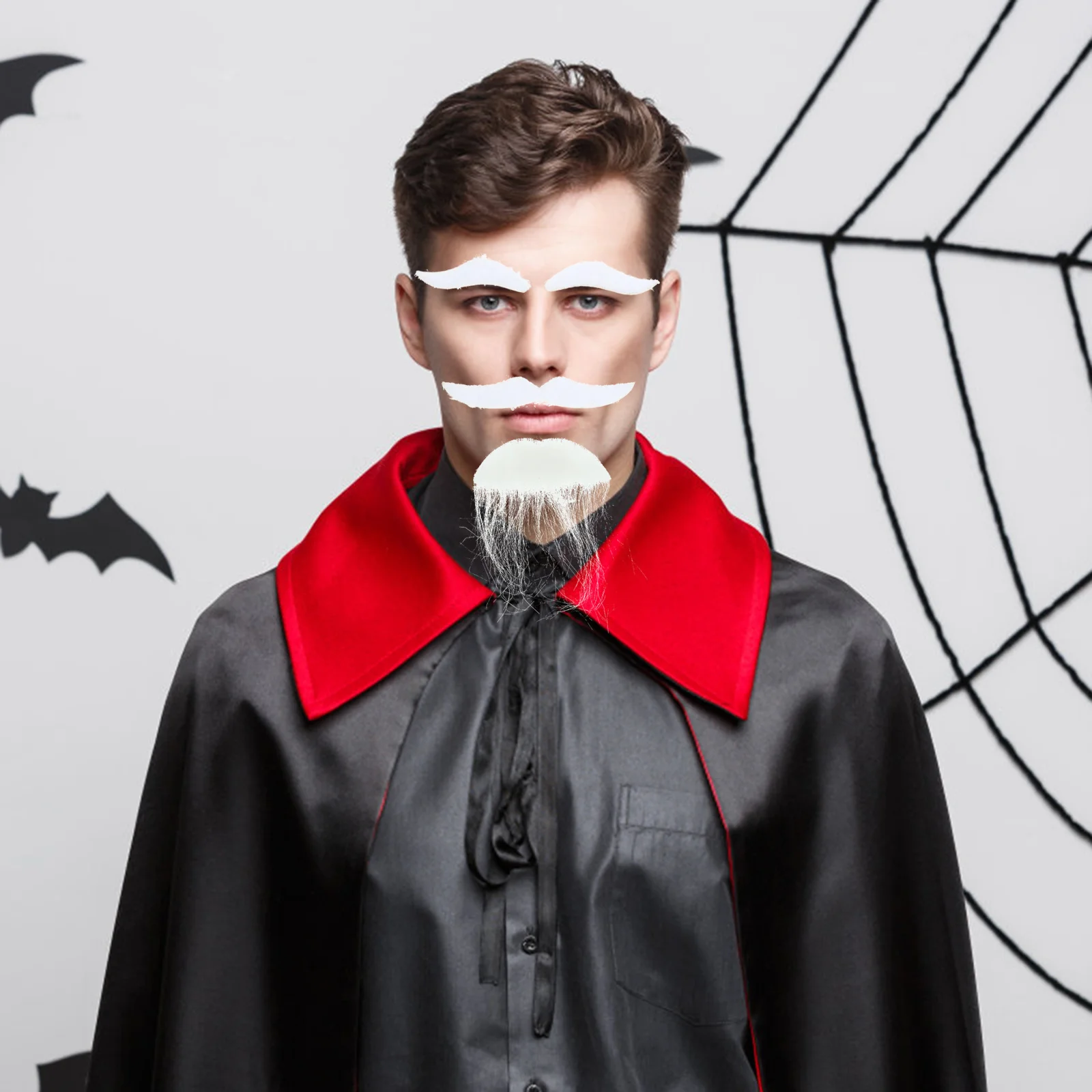 1 セットハロウィンパーティーひげ小道具偽口ひげ眉毛コスプレ衣装アクセサリー快適な耐久性のある布素材面白い