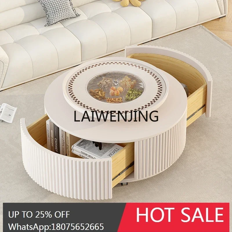 HLZ new coffee table combination French living room household small apartment cream wind removable tea table