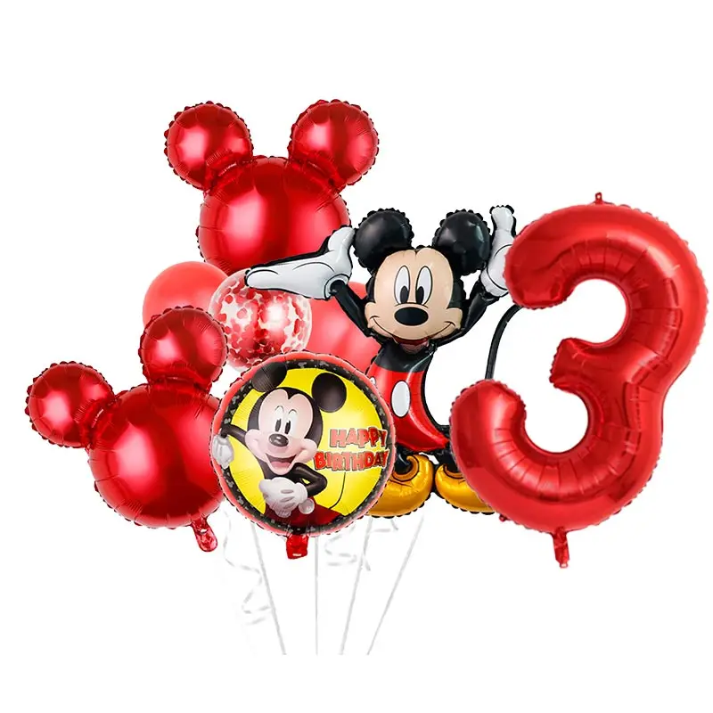 Disney Mickey Mouse Birthday Decoration For Kid Happy Mickey Minnie Theme Tableware Cup Plate Balloon Party Supplies Baby Shower