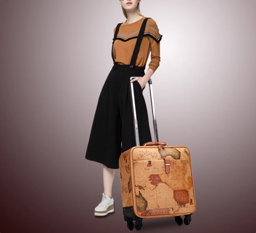 女性マップローリングスーツケース 20 インチ旅行スーツケース女性用 16 インチ機内持ち込みスーツケース 24 インチ女性ローリングスピナースーツケース