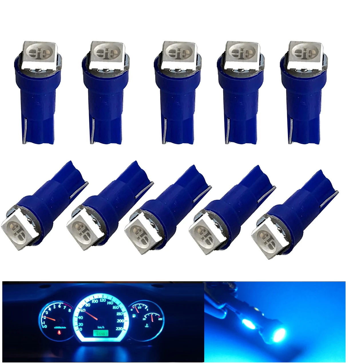 

100pcs White t5 led White instrument lights Bulbs automobile door Wedge Gauge reading lamp dashboard warning indicator bulb 12V