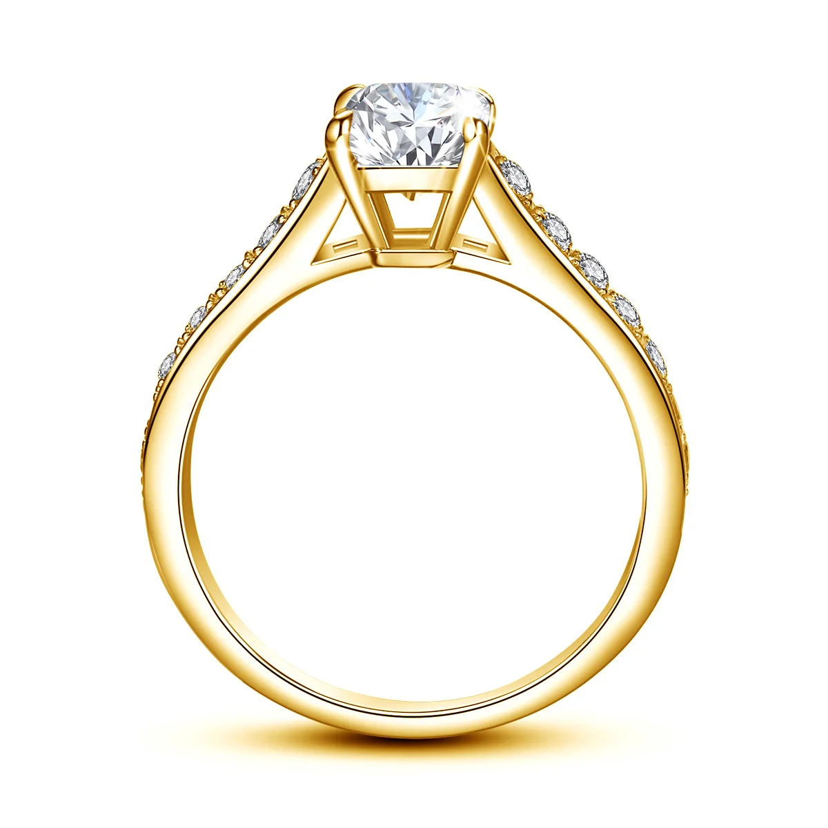 Gelbgoldener Moissanit-Ring im Smaragdschliff, 2 Karat, 6*8 mm, D-Farbe, Hochzeitsschmuck mit GRA-Zertifikat, luxuriöses Verlobungsgeschenk, Großhandel – Detail 3