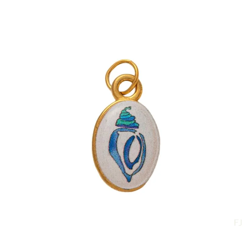 Pretty Flower Print Stainless Steel Pendant Charms with Shell Swallow Letter for Crafters