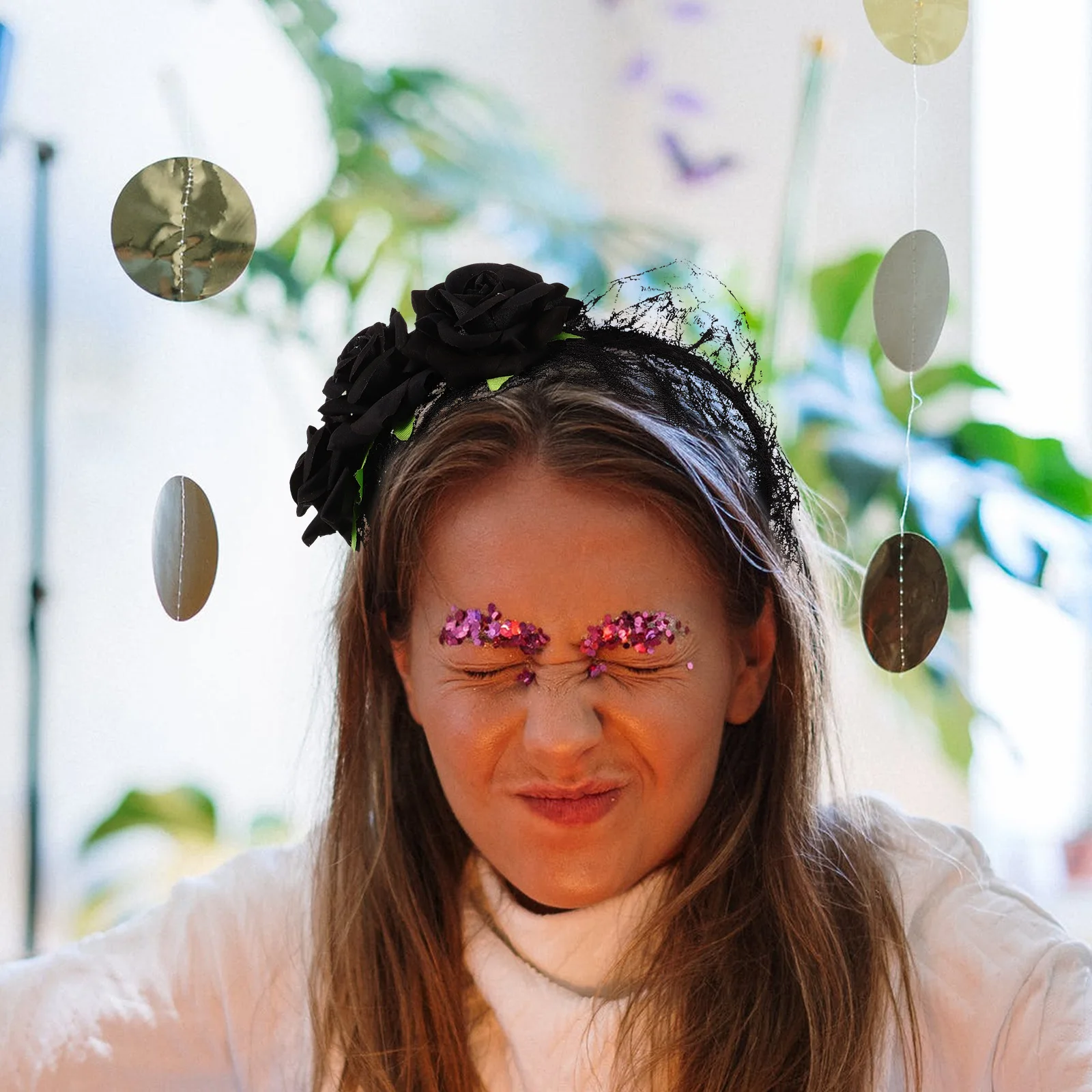 

Vintage Lace Flower Headband For Women Wedding Party Bridal Hairpiece Wide Headbands Girls Headdress Cosplay Prom Decor