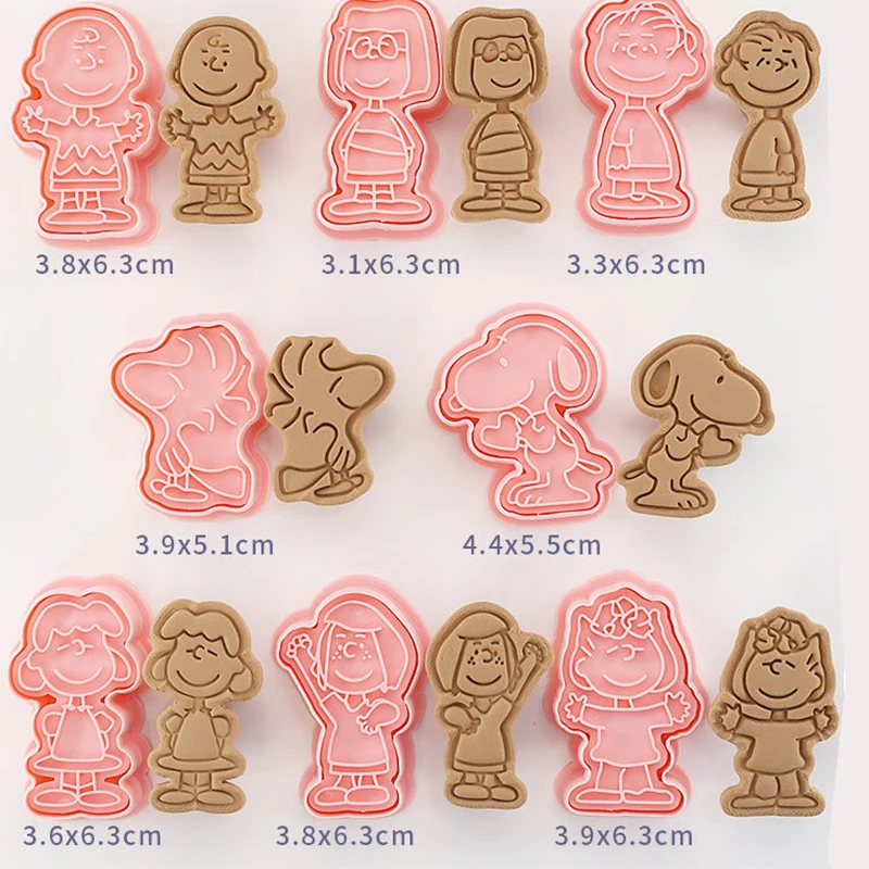 Snoopy Cookie Mold Comic Character Shoes Charms PVC Detachable Cutter Model Toys Kitchen Party Baking Tools Accessories