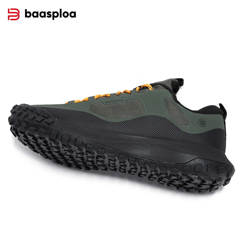 Baasploa Hiking Shoes Men Outdoor Waterproof Camping Resistant Non Slip Sneakers Male Casual Lightweight Lace-Up Walking Shoes