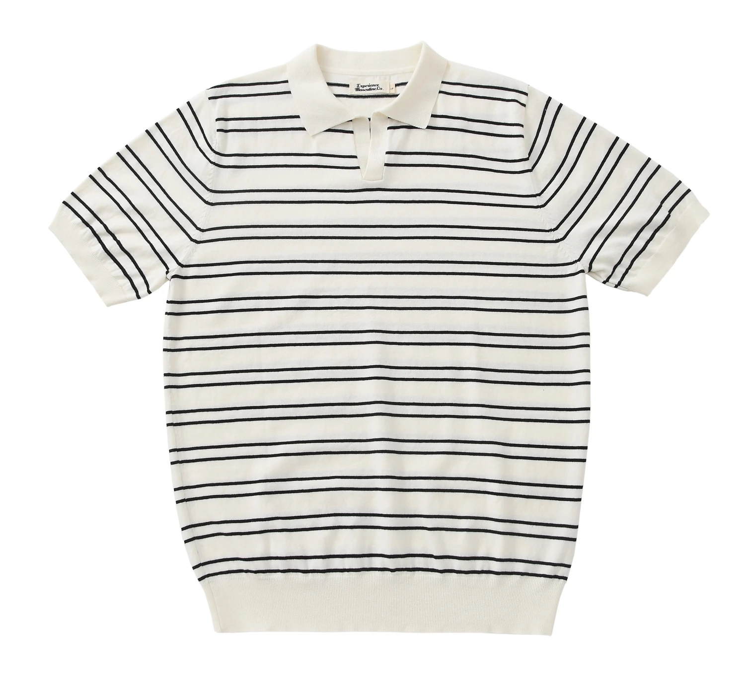 

Men's Striped Polo Shirt Knitted One Piece Collar Formal Casual Summer Tees