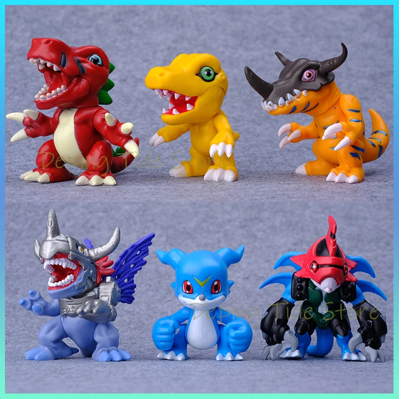 A Set Of 6 Digital Monster Hand Made Yagu Tyrannosaurus Mechanical Blue Dragon Beast V Beast Cartoon Model Car Cake Ornaments