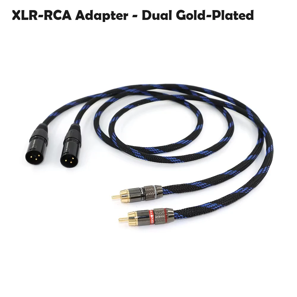 محول XLR-RCA من فئة البث - مطلي بالذهب المزدوج مع درع EMI ثلاثي (مزامنة الصوت الاحترافية) ​