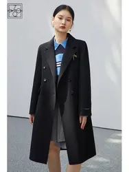 ZIQIAO Commuter Style Pure Wool Double-sided Woolen Coat Women Winter 2022 New Office Lady Professional Long Woolen Suit Jacket