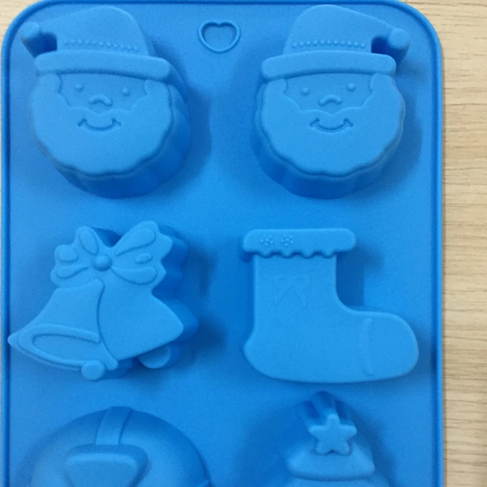 

6 Cavity Silicone Christmas Theme Mold Santa Stocking Tree Shapes DIY Cake Fondant Chocolate Mold Dishwasher Oven Safe Non-Stick