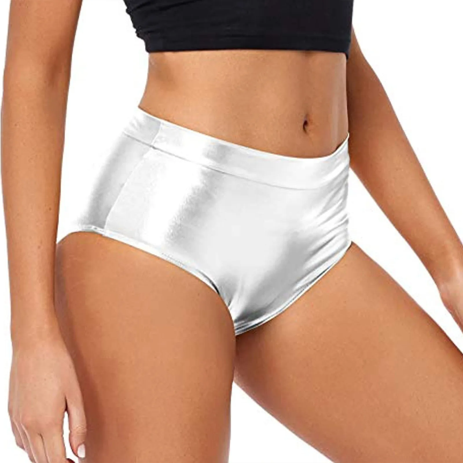 Women\'s High Waisted Metallic Booty Shorts Rave Bottoms For Dancing Hot Pants Clubwear Women\'s Shorts Casual Beach