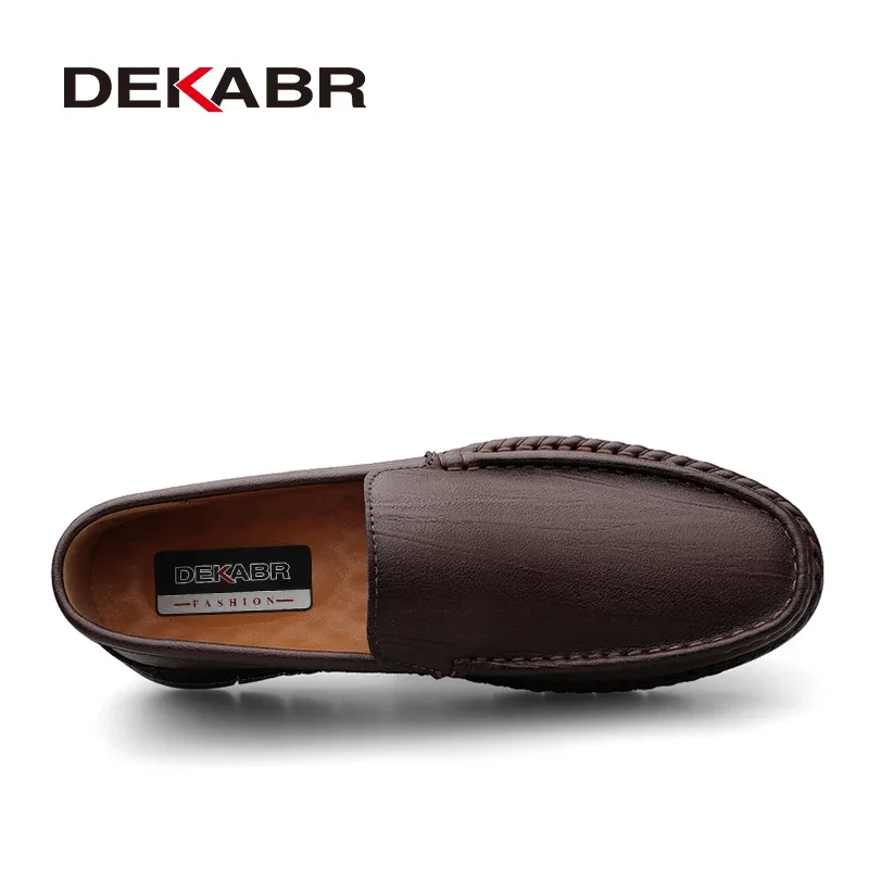 DEKABR Fashion Casual Men Shoes Slip On Genuine Leather Loafers Comfortable Handmade Classical Business Shoes Size 38-46