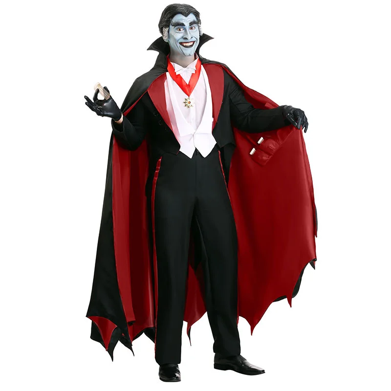 Men Vampire Costume Role Play Scary Gothic Vampire Clothes Cosplay Adult Halloween Costumes Purim Party