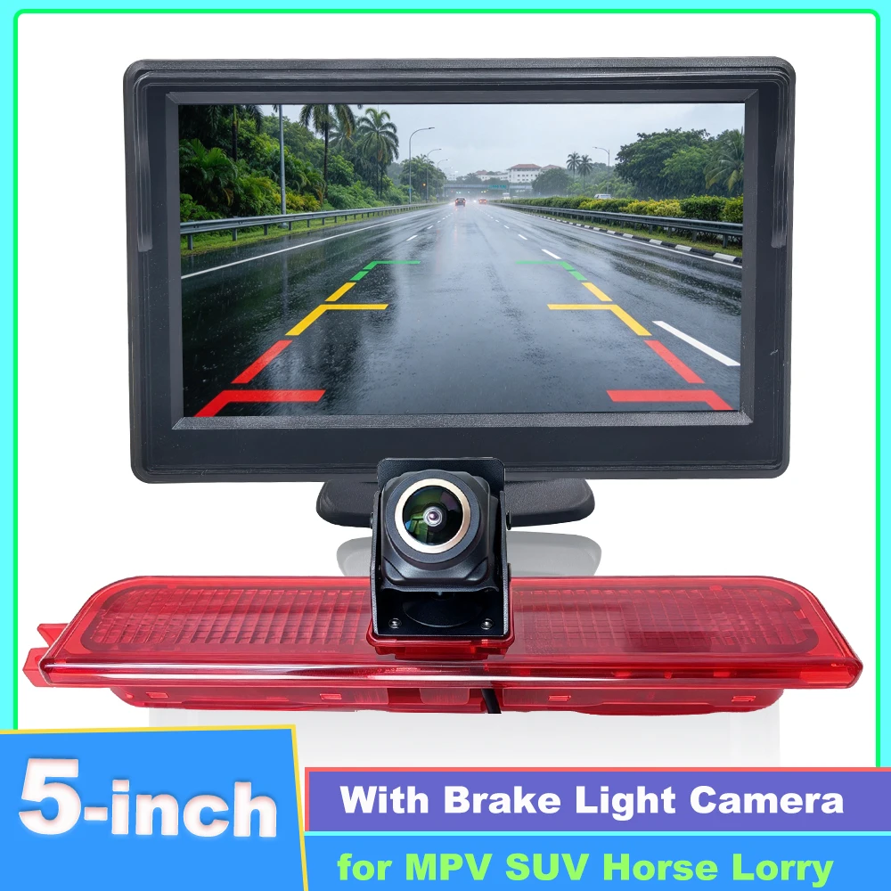 5 Inch HD TFT LCD Rear View Monitor with Suction Cup and Bracket，With Brake Light Camera For Volkswagen VW Caddy 2013 - 2015