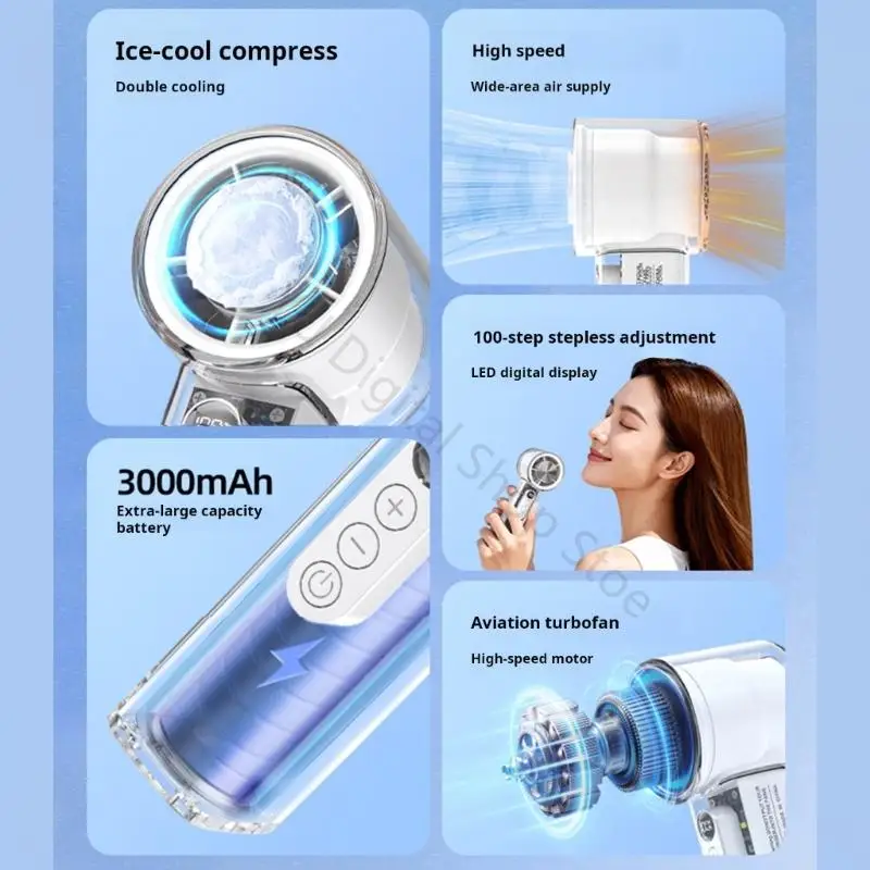 96BA Rechargeable Hand Fan With 100 Wind Mode Perfect For Travel And Work