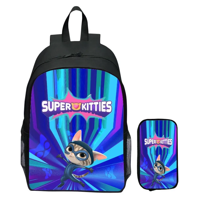 

16-дюймовый комплект детских 3D-рюкзаков, Super Kitties, рюкзак для начальной школы, рюкзак для детского сада, пенал