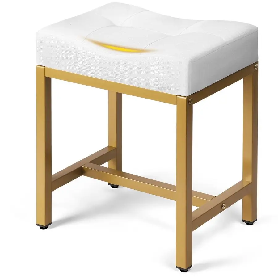 

Seat Vanity Stool, Makeup Stool Chair with Metal Leg, UShaped Ottoman Foot Rest Stool, Small Square Chairs Under Desk for Vanit