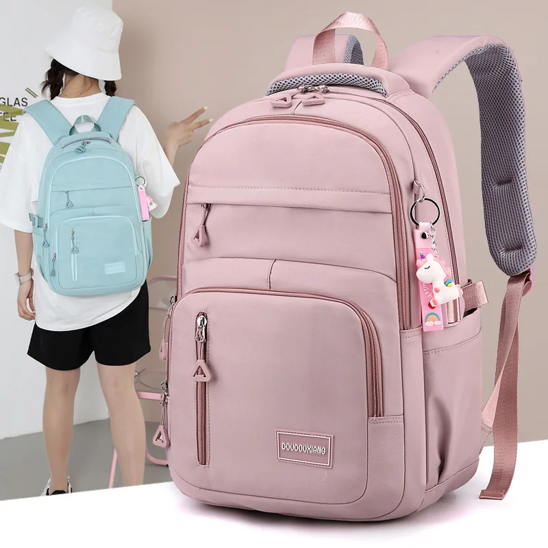 Schoolbag girls primary school students light weight reduction child female junior high school students large capacity backpack