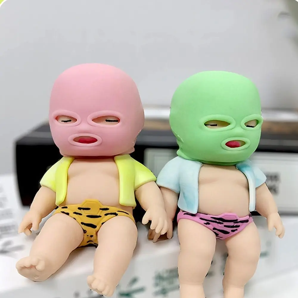 Soft Sensory Toy Masked Doll Squeeze Toy Silicone Fidget Toy Cartoon Fidget Toy 3D TPR Pinch Decompression Toy Kids Tricky Doll