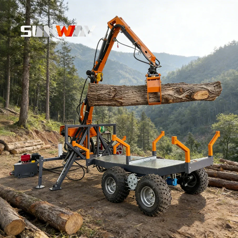 

Прицеп для фермерского хозяйства с гидравлическим приводом PTO и грейфером для погрузки бревен - Бесплатная доставка