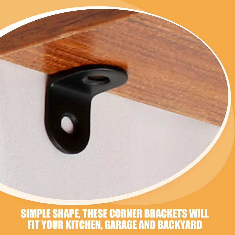 

20 Pcs Stainless Steel Corner Brackets Thickened Black 90 Degree L Shape Shelf Brackets for Wood Cabinet Hardware Angle Braces