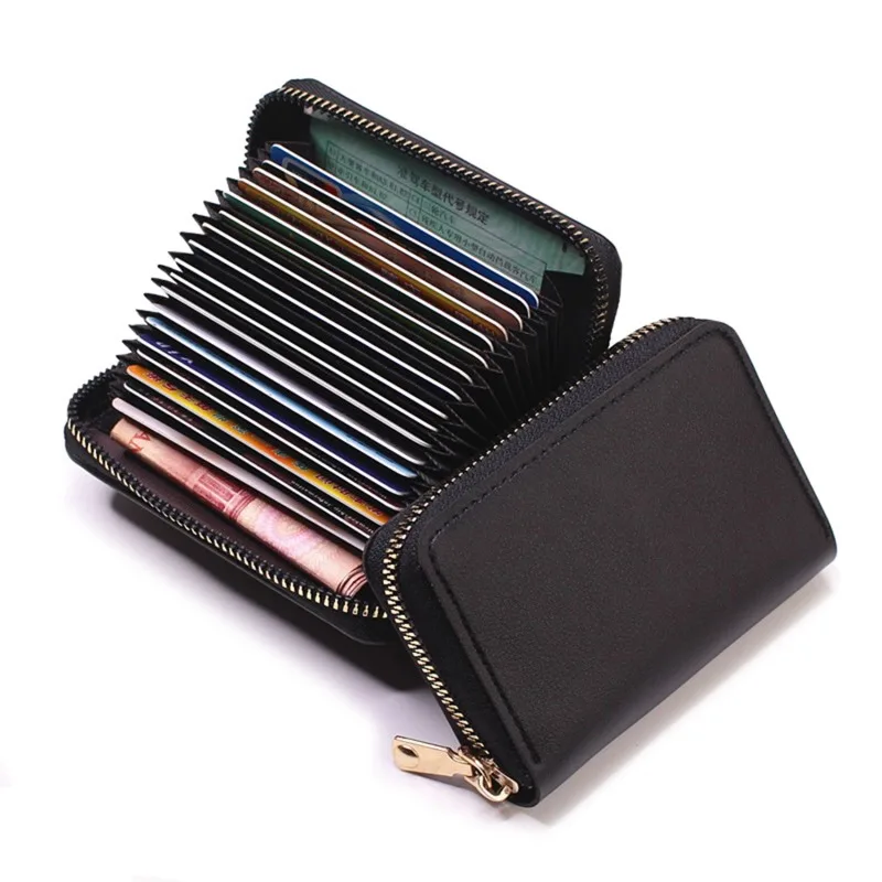 Compacte portemonnee van leer, creditcardhouder, reisportemonnee voor dames, 20 kaartsleuven, klein kaartetui met - afbeelding 2