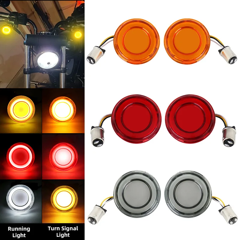 

Motorcycle Red Gray Yellow 1157 Front Rear LED Turn Signal Bullet Light For Harley Sportster XL883 1200 X48 72 Dyna 2002-2021