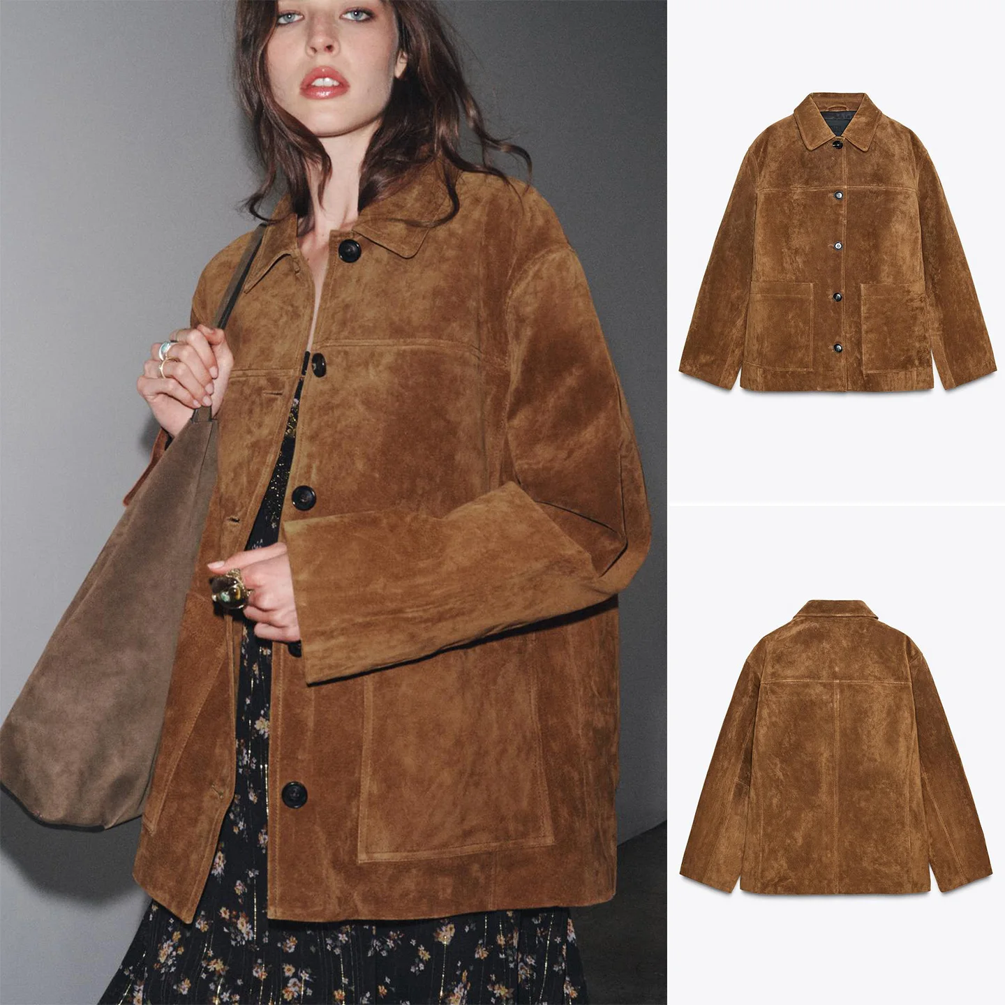 

Новая осенняя женская пригородная одежда с длинным воротником-стойкой из искусственной замши, верхняя одежда Jaet, однорядная свободная уличная одежда на пуговицах...