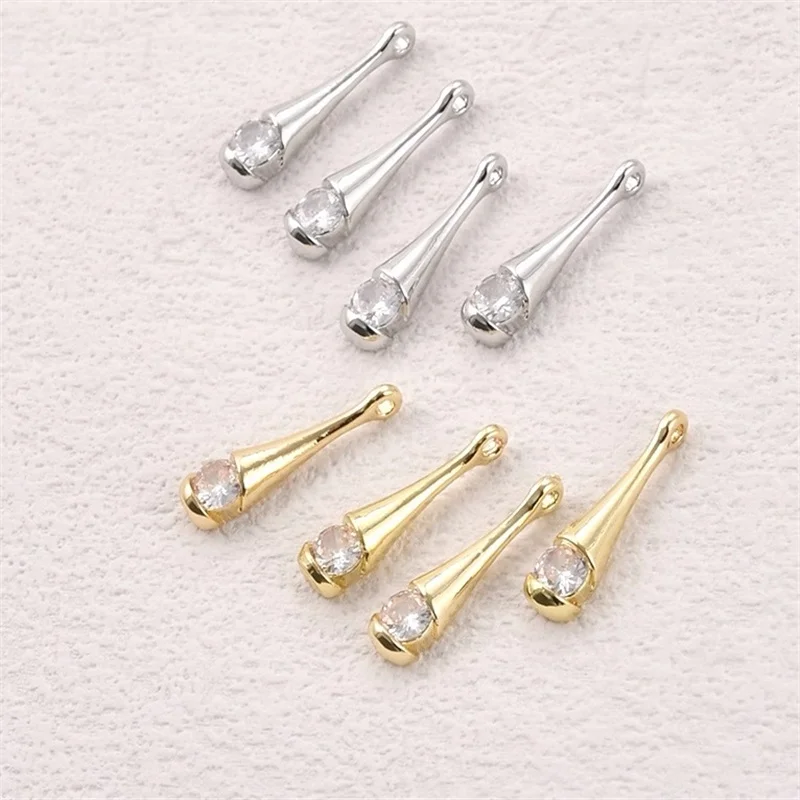 

2026 New arrived 30pcs/lot zircon decoration geometry Rectangular water droplet shape copper beads diy jewelry accessory