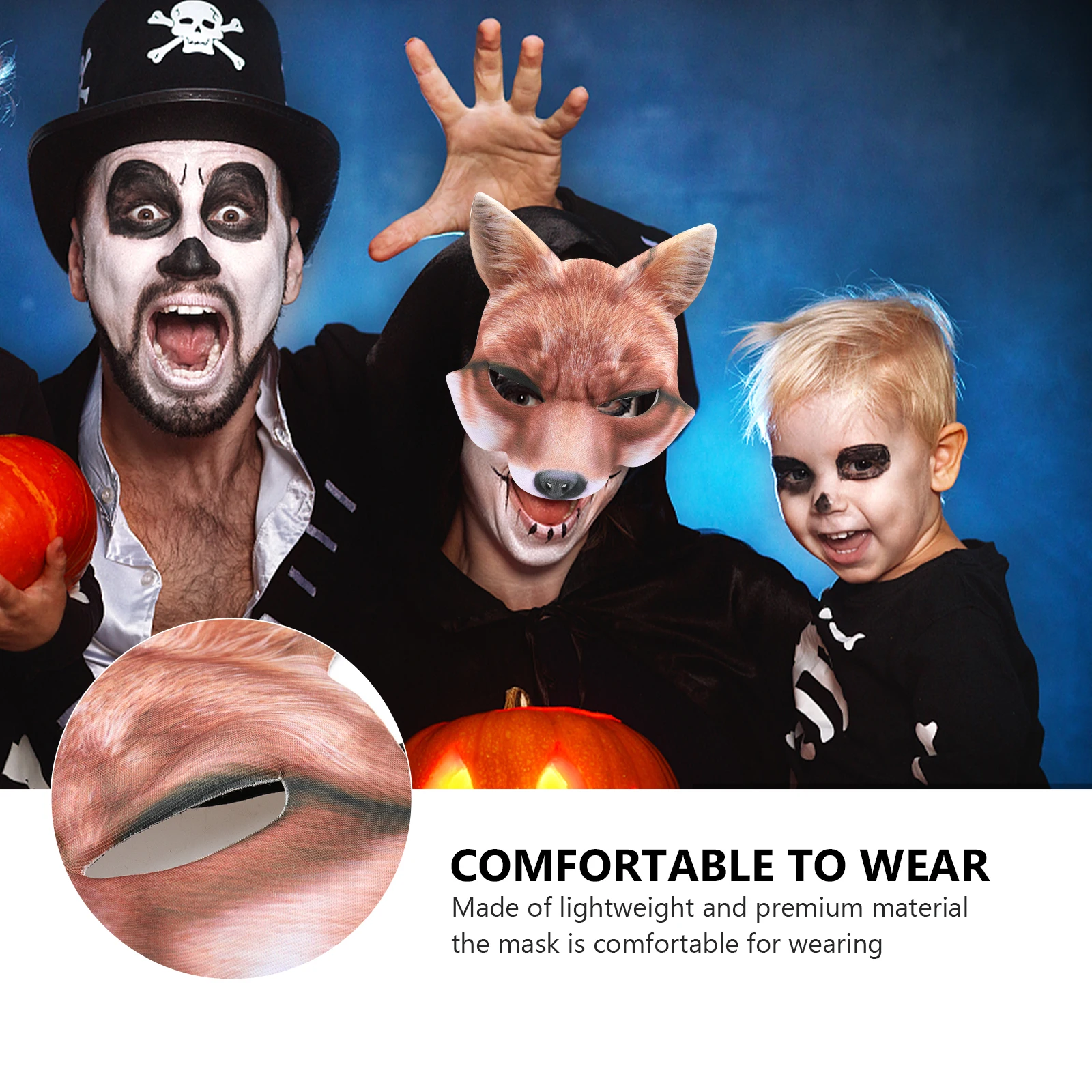 

Halloween Mask Fox Animal Costume DIY Unpainted Half Face Mask for Carnival Masquerade Ball Cosplay Party