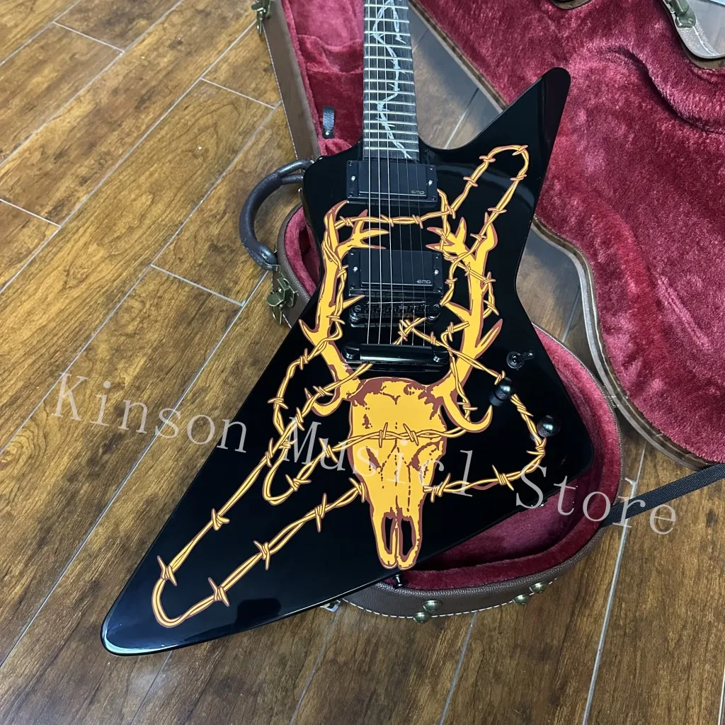 Custom James Hetfield Elk Skull Explorer electric guitar HH pickup