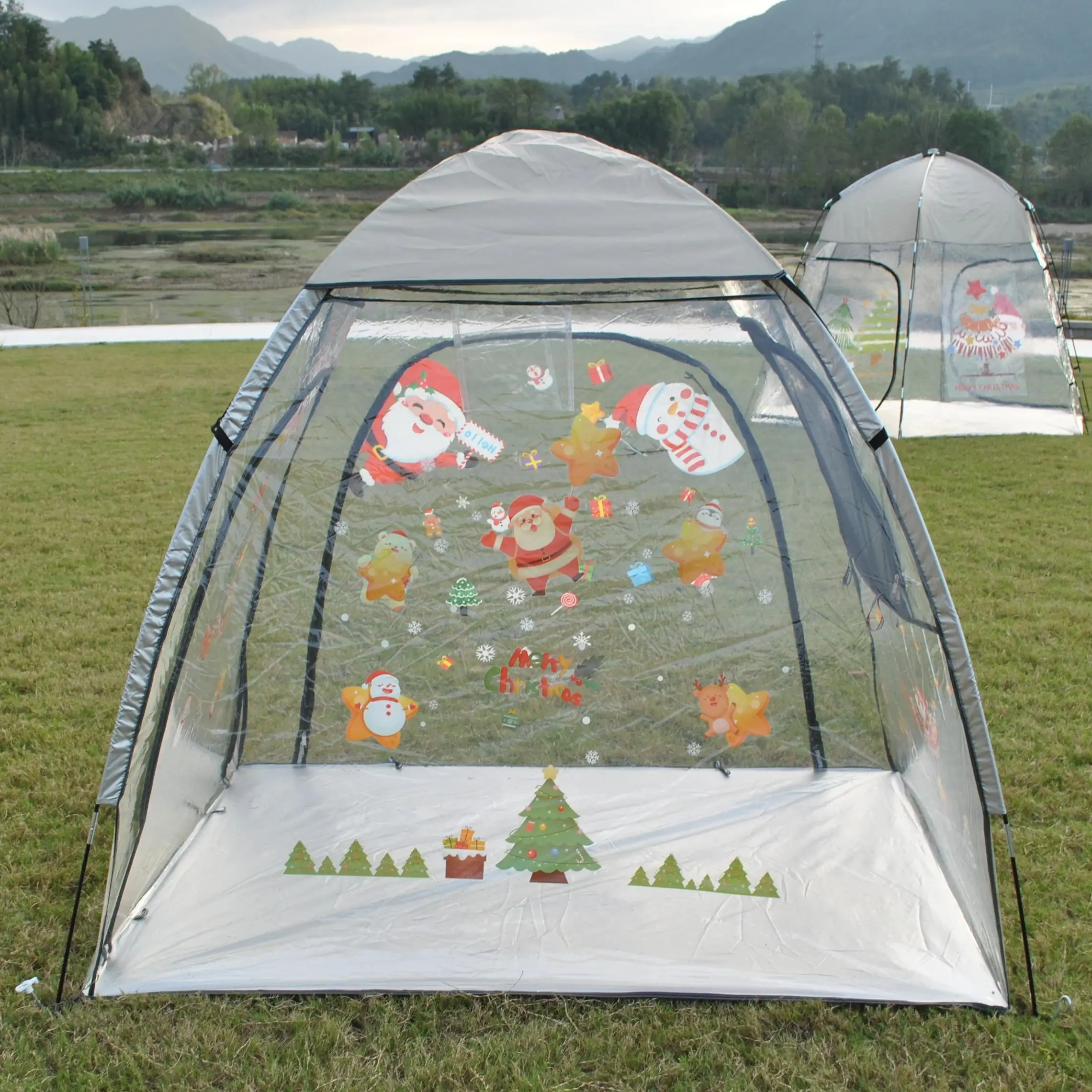 Christmas Campout: DIY Outdoor Tent for Yuletide Merriments, Exclude Stickers, Winter Camping Tent, Transparent Tent for Kids