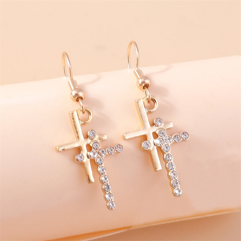 Mode Kristall Kreuz Tropfen Ohrringe für Frauen Männer Gothic Punk Kreuz baumeln Haken Ohrringe Mädchen Party Urlaub Schmuck Geschenke – Detail 3