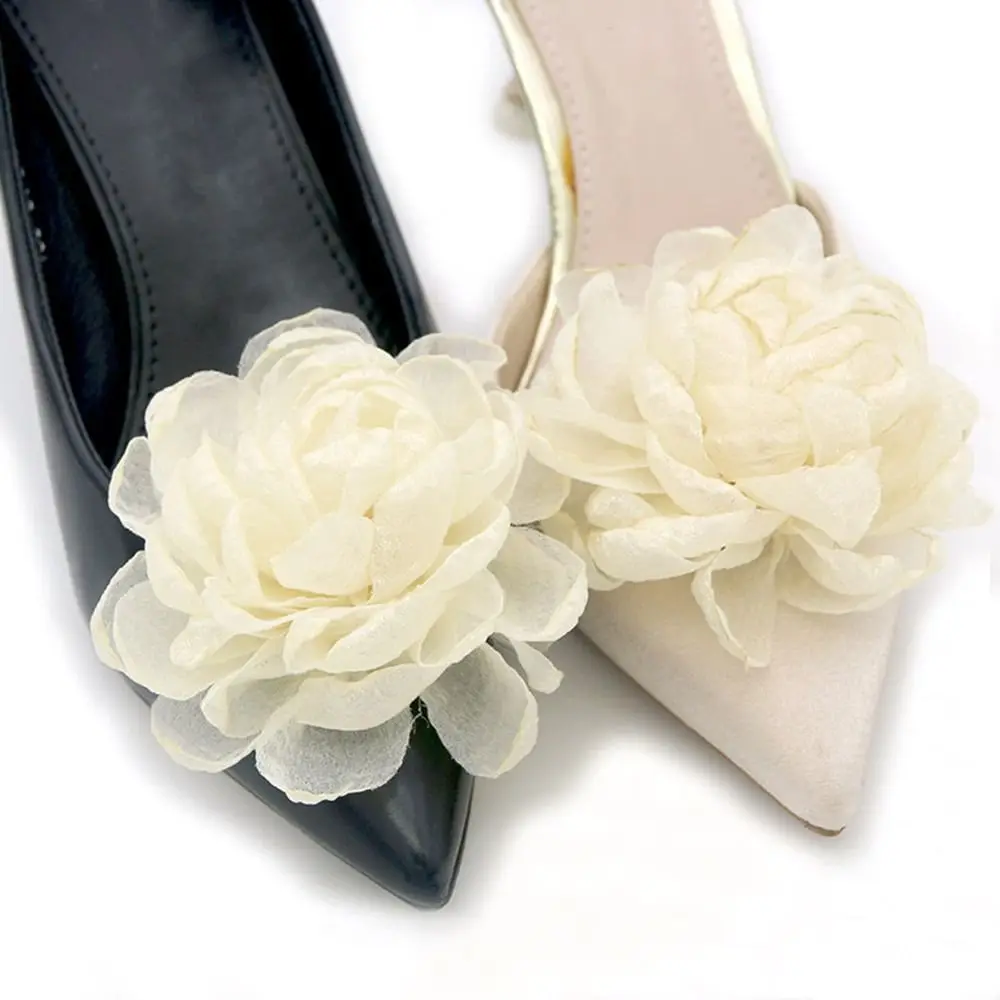 2Pcs Romantic Jasmine Flower Shoe Clips Removable Shoe Buckles for Wedding Party Prom Daily Shoes Charms Decorations Clip